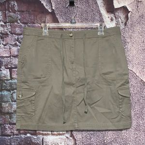 L.L. Bean Favorite Fit Women’s Drawstring Cargo Skirt Green Ripstop Size 14